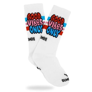 SUMOMIHI Good Vibes Only Sock – Calzini Bianchi dal Mood Positivo.