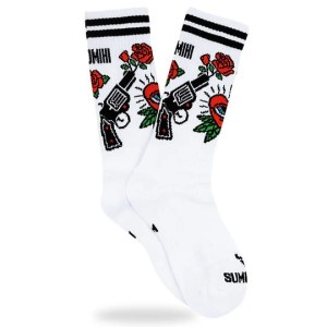 SUMOMIHI Make Love Sock – Calzini Bianchi con Pistola e Rosa Rossa.