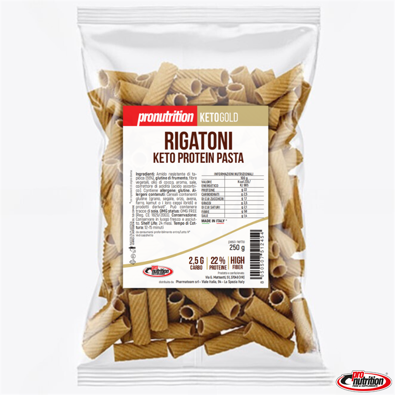 Rigatoni Keto Proteici Pronutrition – Pasta a Basso Contenuto di Carboidrati. Rigatoni Keto Proteici Pronutrition – Pasta a Basso Contenuto di Carboidrati.
