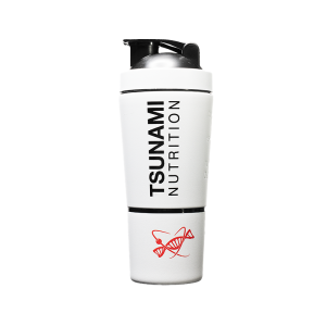 Shaker bianco Metal con Portapillole 600+200 ml – Praticità e Resistenza in un Unico Accessorio