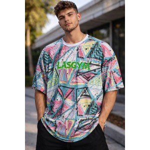 T-Shirt Oversize Multicolor Geometrica Retro | LasGym Uomo
