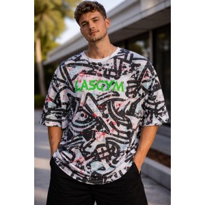 T-Shirt Oversize Multicolor Geometrica Retro | LasGym Uomo