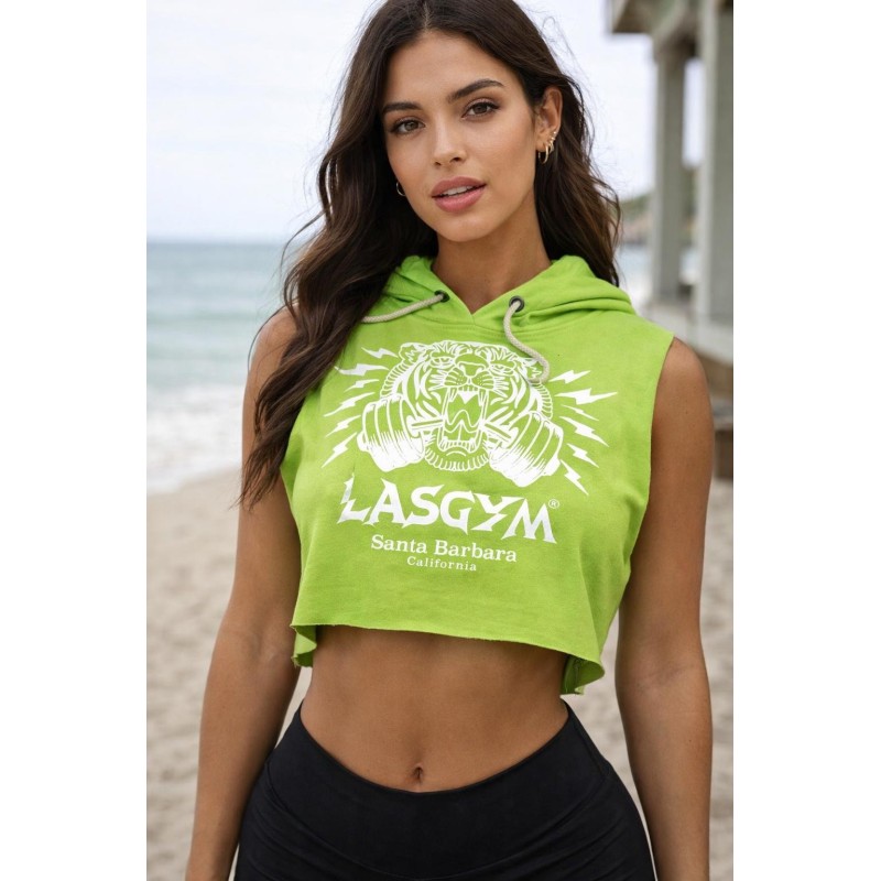 Felpa Cropped Smanicata con Cappuccio | LasGym Donna.