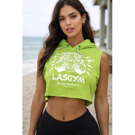 Felpa Cropped Smanicata con Cappuccio | LasGym Donna.