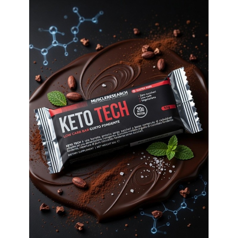 KETO TECH Low Carb Bar - Barretta Proteica per Dieta Chetogenica 50g MuscleResearch