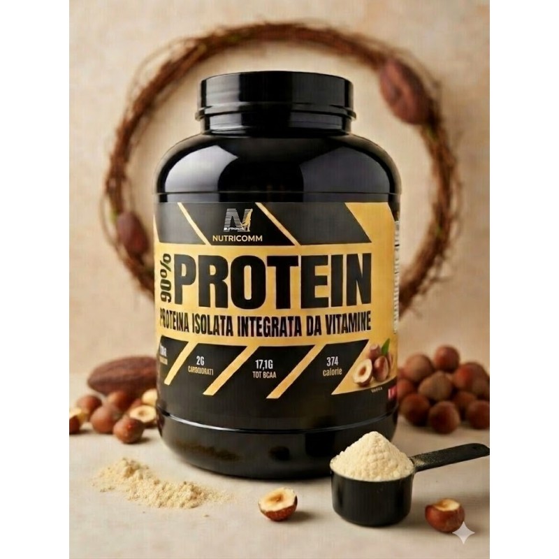 Nutricomm 90% Proteine Isolate dal Latte - Gusto Cioccolato con Profilo Vitaminico