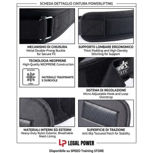 Cintura Powerlifting Legal Power in Neoprene | Supporto Professionale