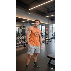 Canotta Speed Training Arancione | Tank Top Uomo Palestra Slim Fit