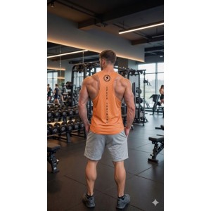 Canotta Speed Training Arancione | Tank Top Uomo Palestra Slim Fit