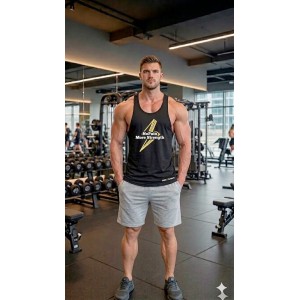 Canotta No Pain More Strength Nera | Tank Top Fulmine Palestra Uomo