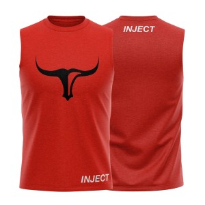 Sleeveless Muscle Red T-Shirt Inject Nutrition - Canotta 100% Cotone Oversize con Logo Toro