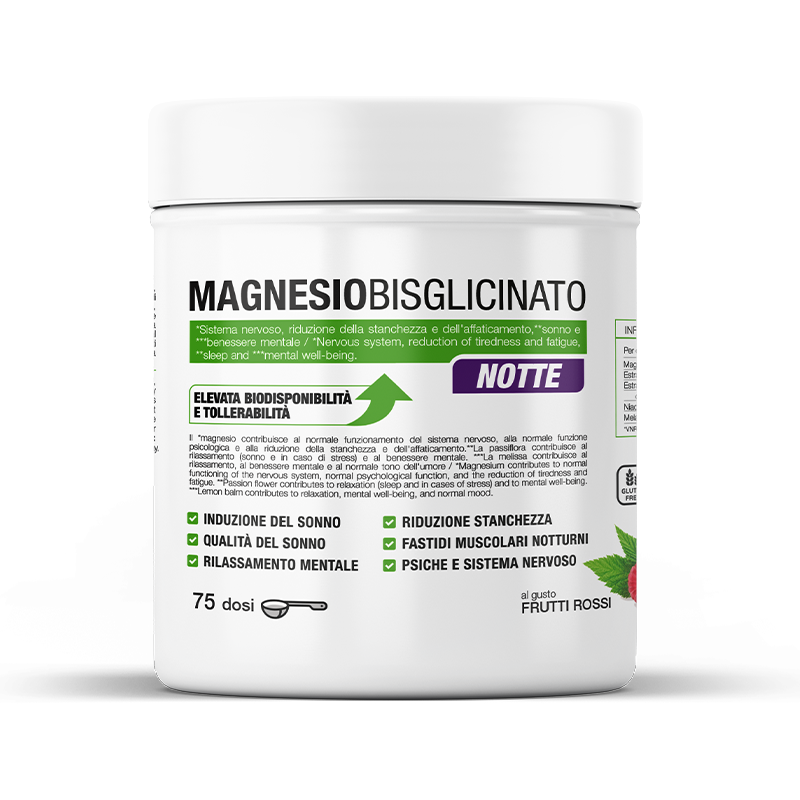 Magnesio Bisglicinato Notte con Melatonina e Passiflora | 75 Dosi